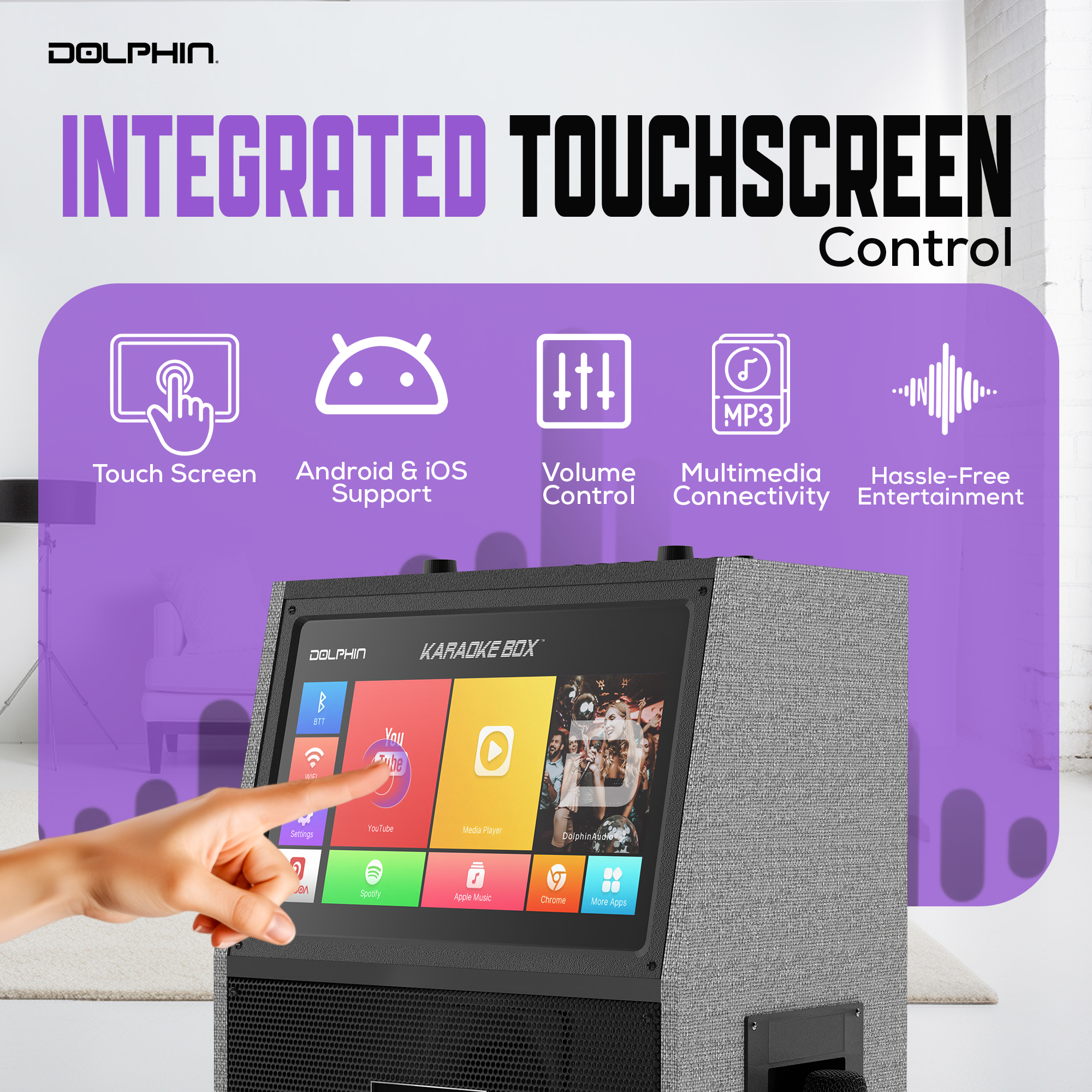 karenページ Dolphin KB-210 Dual 10” Karaoke Bluetooth Party Speaker with 15