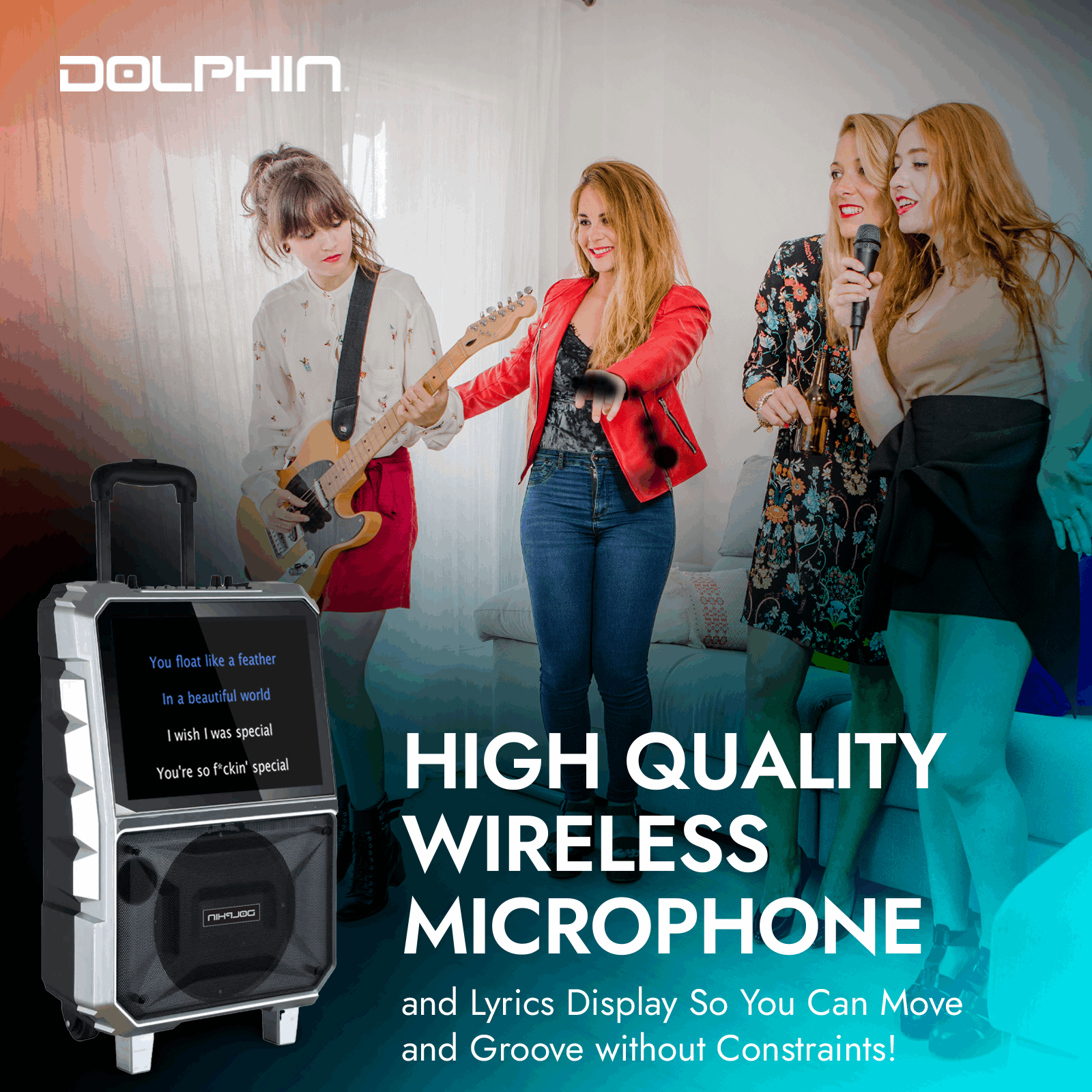 Dolphin KaraokeBox 85R: Portable Karaoke Machine Bluetooth Speaker