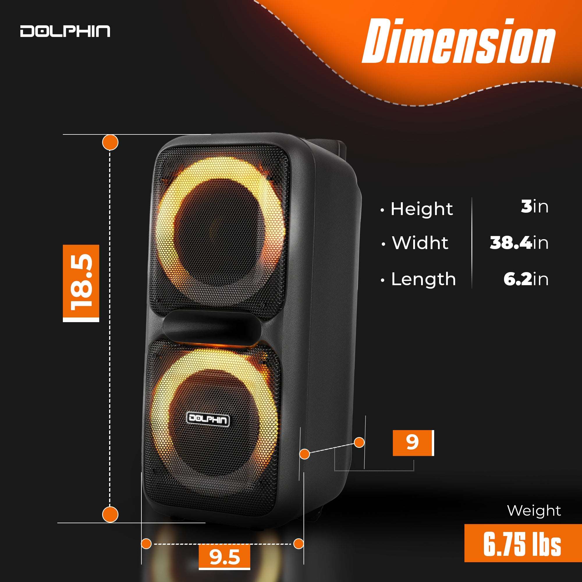 Party Speaker Dolphin BoxParty 2080 Dual 8-Inch High Power