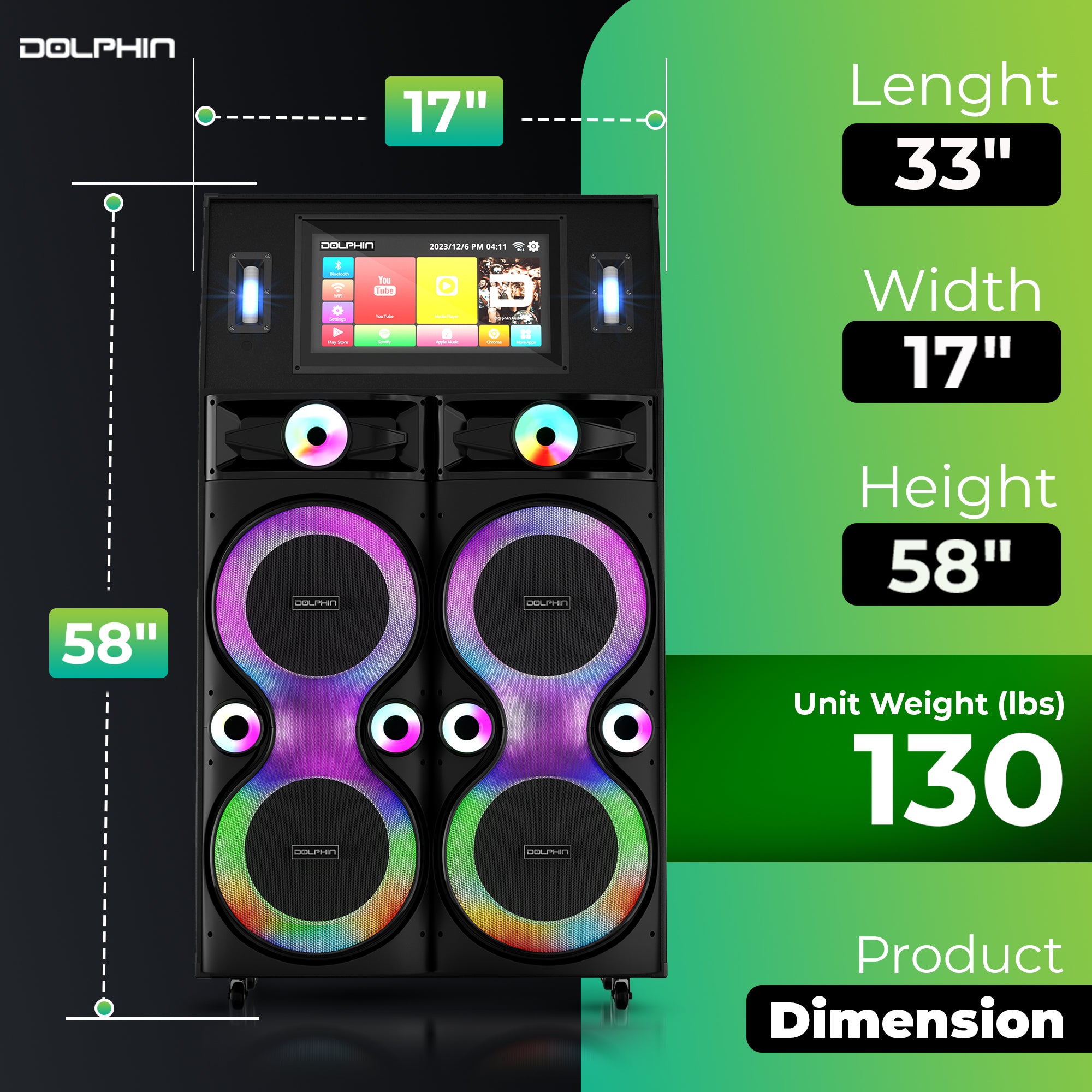 Dolphin Karaokebox 4120 Professional Karaoke Machine with 4x 12