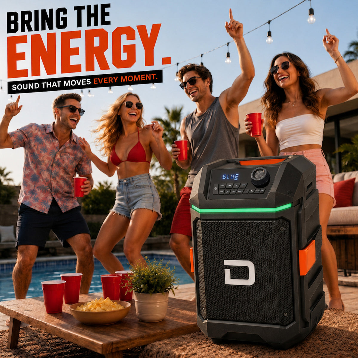 Dolphin DIVER Max DRX-100 160W Portable Bluetooth Speaker | IPX6 Waterproof | Removable Battery | RGB Lights | USB-C Fast Charging